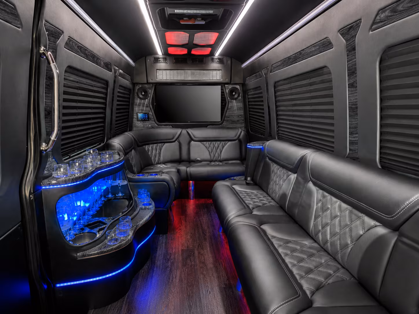 plantation 25 passenger party bus inside