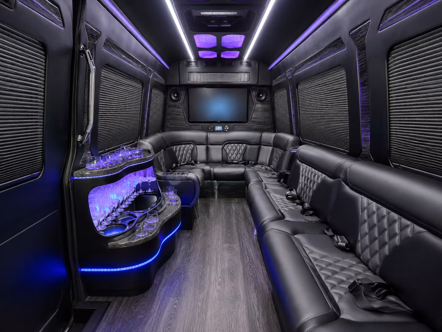 plantation 40 passenger party bus inside